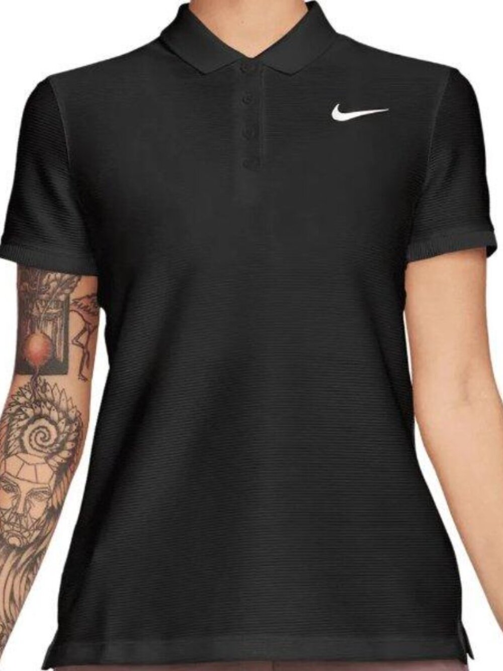 Nike Women's Dri-FIT Victory Veneer Golf Polo Large Black White NWT